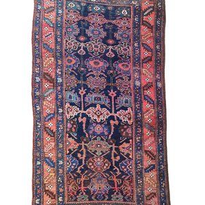 Antique Persian Rug, 4x8, Kurdish Bijar Rug, Bohemian Decor, Entryway, Abrash